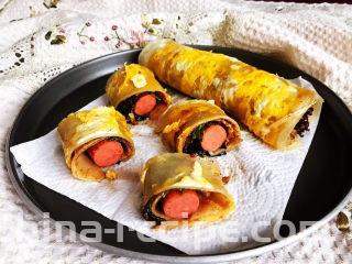 东北烤冷面,把冷面切开就可以吃了~