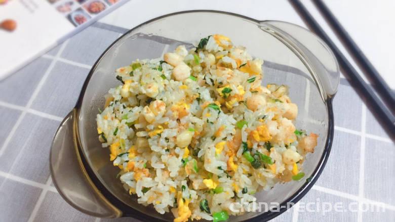 Practice of Fried Rice with Corn, Shrimp and Egg