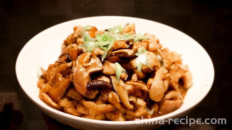 The recipe for braised chicken and shiitake mushrooms
