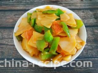 西红柿青椒土豆片,成品图