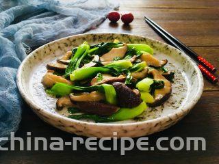 香菇炒油菜,成品图