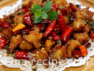 香辣鸡脆骨,成品图