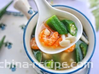 秋葵虾仁菌菇汤,好喝到停不下来。