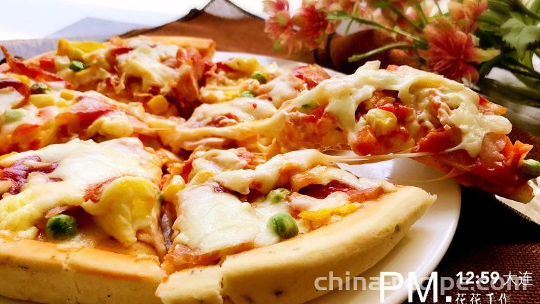 The recipe for bacon and vegetable pizza