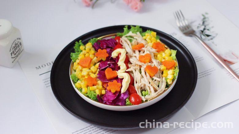 The recipe for vegetable salad with chicken breast meat