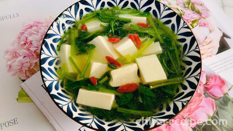 The recipe for spinach tofu soup
