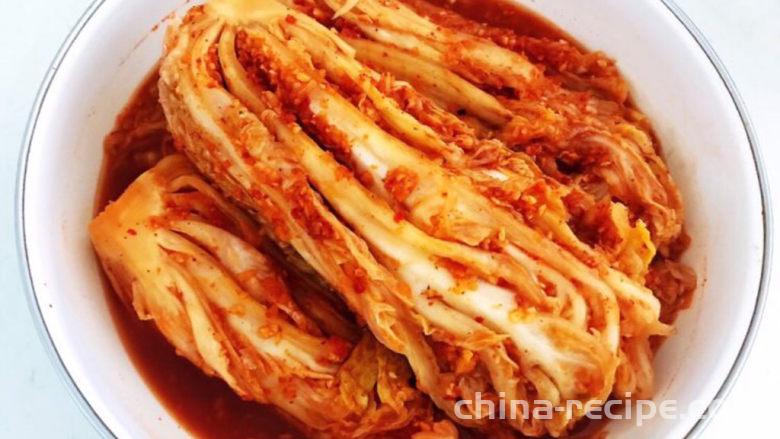 The recipe for Korean style spicy cabbage