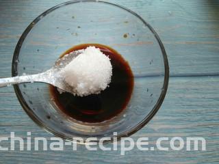 葱烧炸鸡块,酱汁:白糖