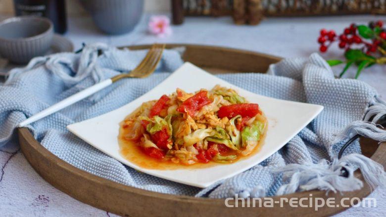 The recipe for stir frying cabbage with tomato and egg