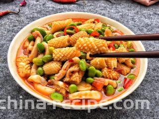 酱爆鱿鱼花,完成