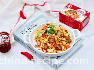 白菜心红油扇贝肉,成品