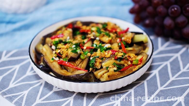 The recipe for garlic flavored eggplant strips